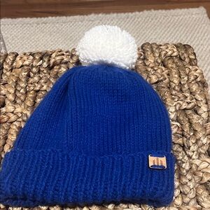 Blue Pom Beanie Hat with White Pom - Brand